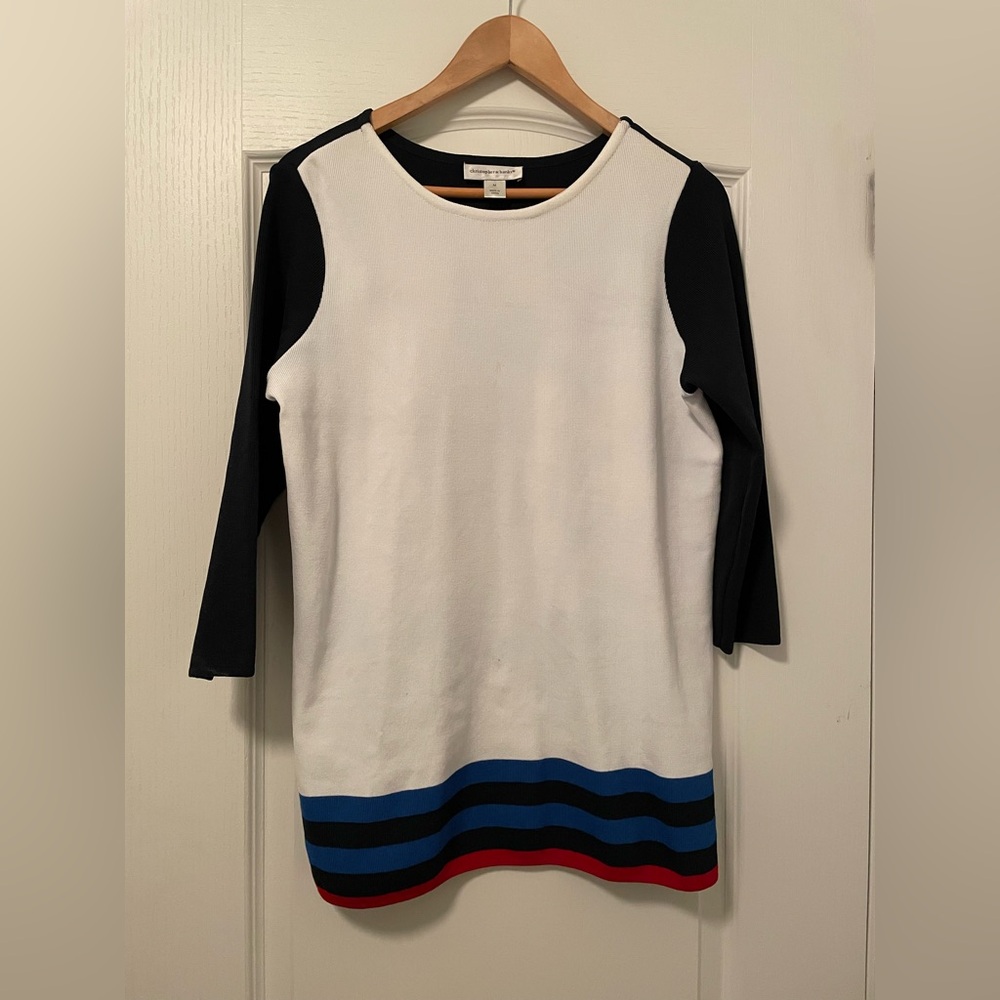 Christopher & Banks Black and White 3/4 Sleeve T-Shirt